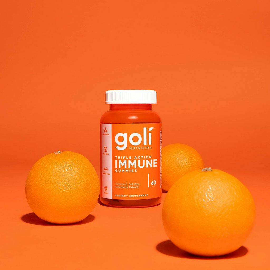 goli nutrition triple action immune gummies 60 gummies sfeerfoto sinaasappels