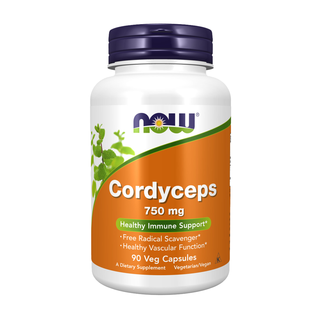 now foods cordyceps 750mg 90 capsules front cover