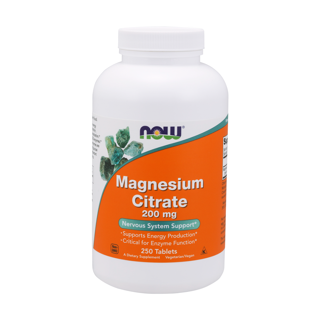 NOW Foods Magnesium citrate 200 mg front 250 tablets