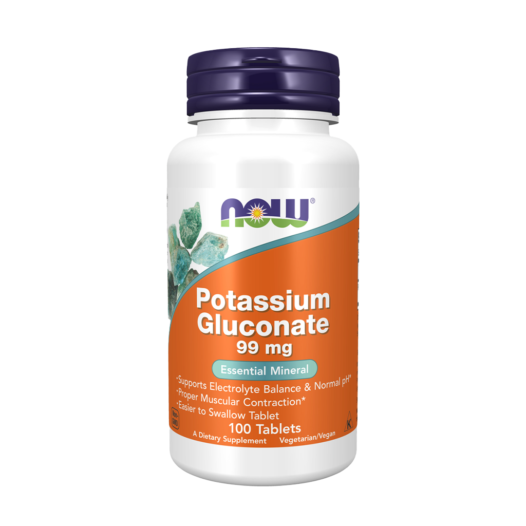 NOW Foods Potassium (Potassium) Gluconate (100 Tablets) Front