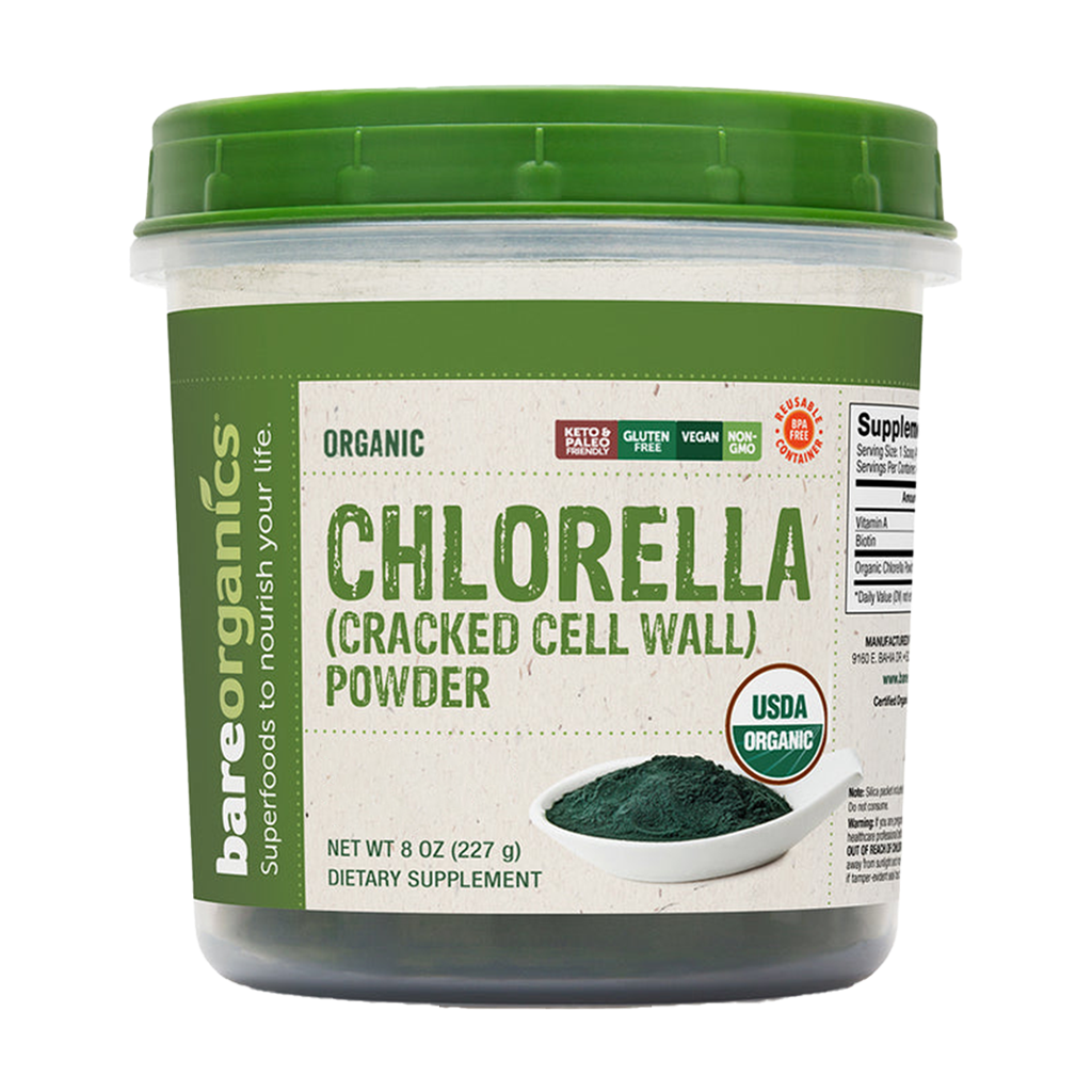 bareorganics chlorella powder 227gr packshot front cover