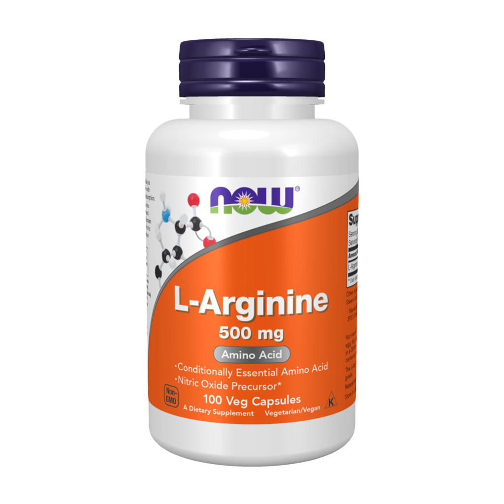 NOW Foods L-Arginin 500 mg (100 kapsler) front