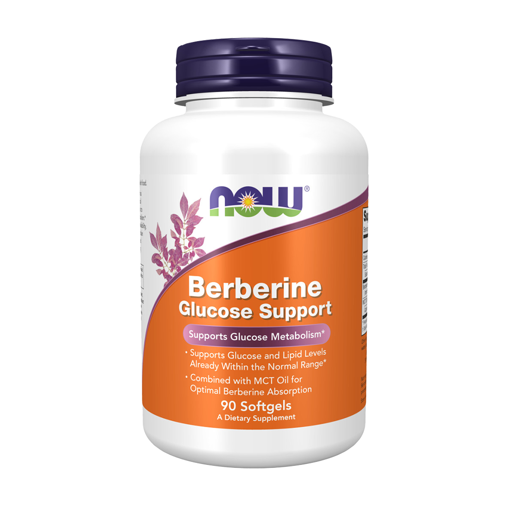 NOW Foods Berberine Glucose Ondersteuning (90 soft gels) Voorkant