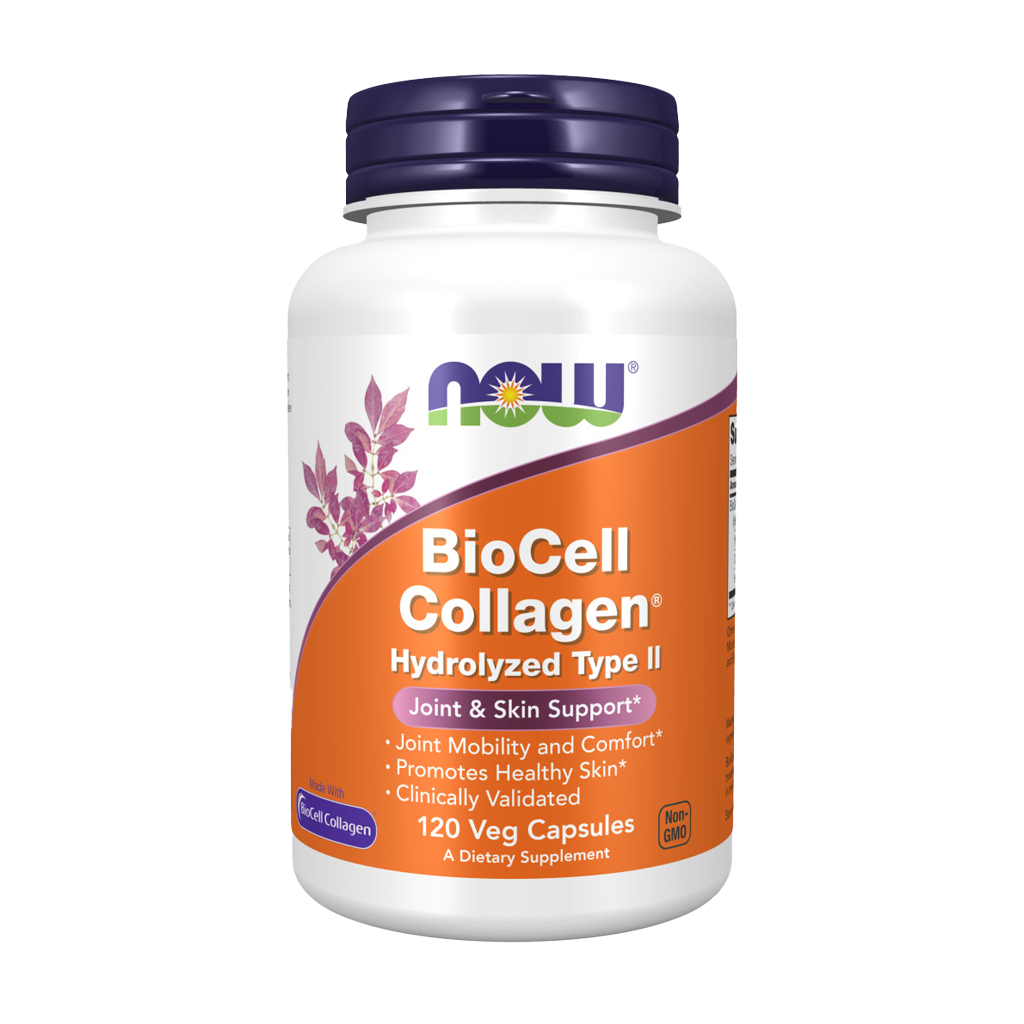 NOW Foods BioCell Collagen® Hydrolyzed Type II (120 capsules) Front cover