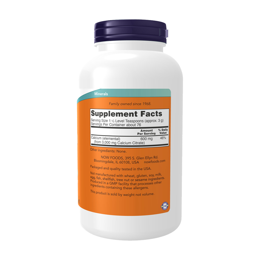NOW Foods Pure Calcium Citrate Powder back