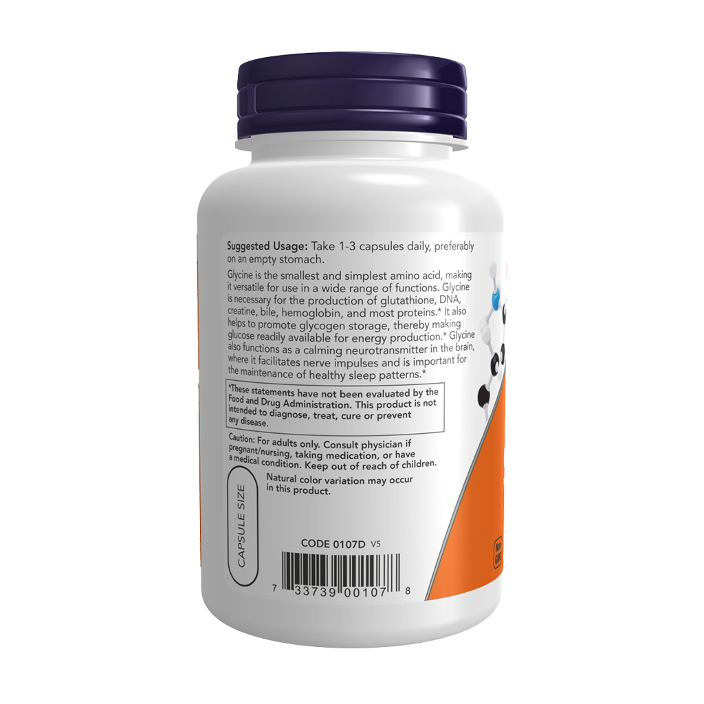 NOW Foods Glycine 1,000 mg (100 capsules) Side