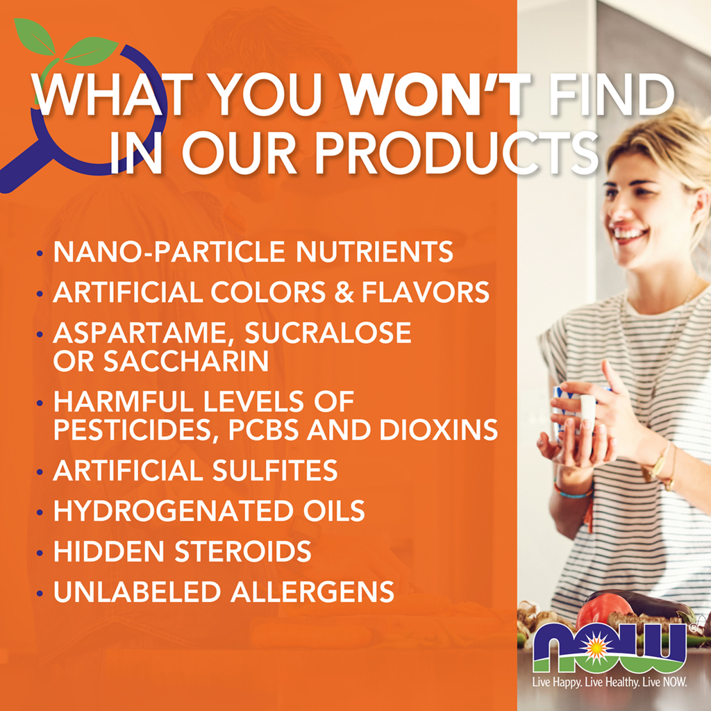 NOW Foods MACA 500 mg (250 vegan capsules) What you won't find in the NOW Foods products