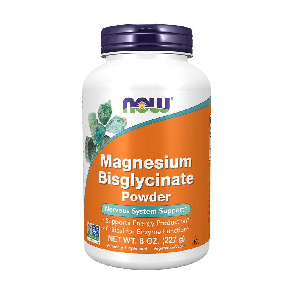 NOW Foods Magnesium Bisglycinate Powder (227 gr) Front