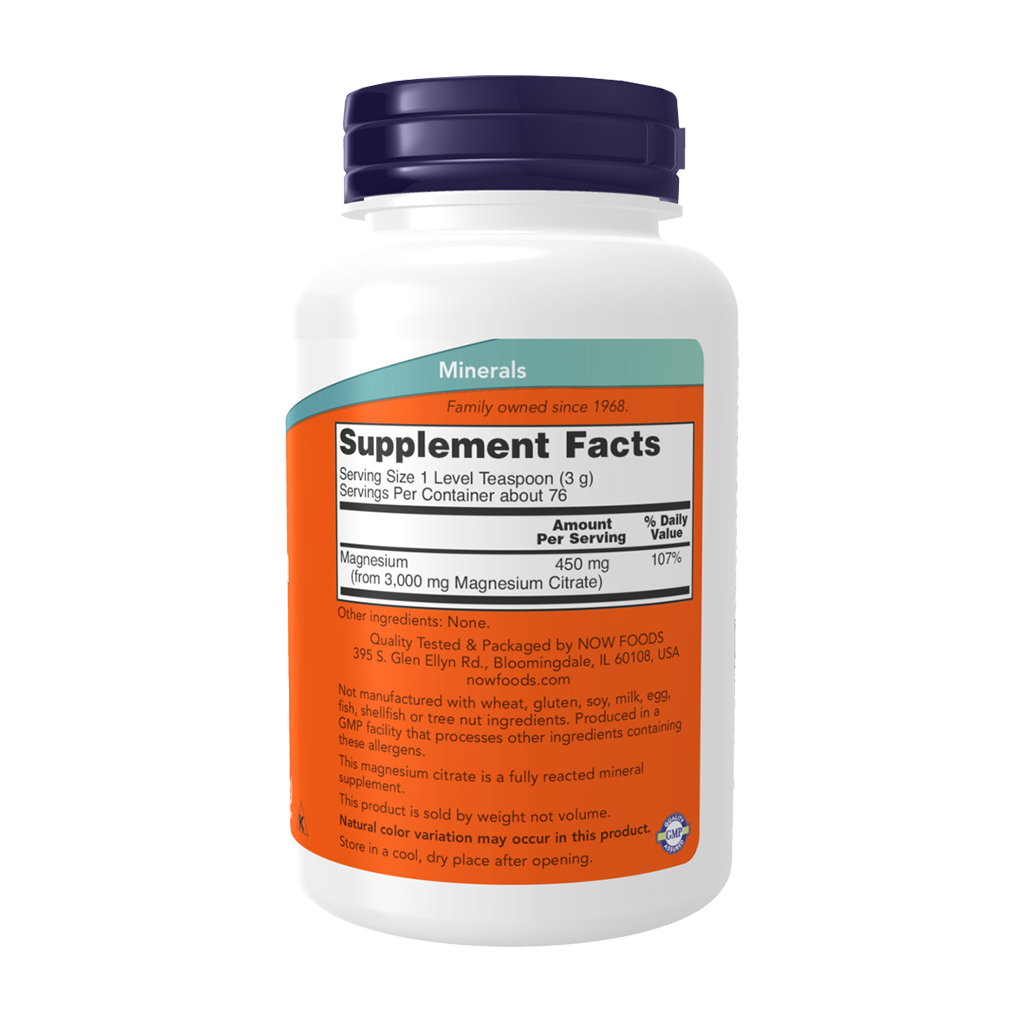 NOW Foods Magnesium Citrate Pure Powder (227 gr) Side