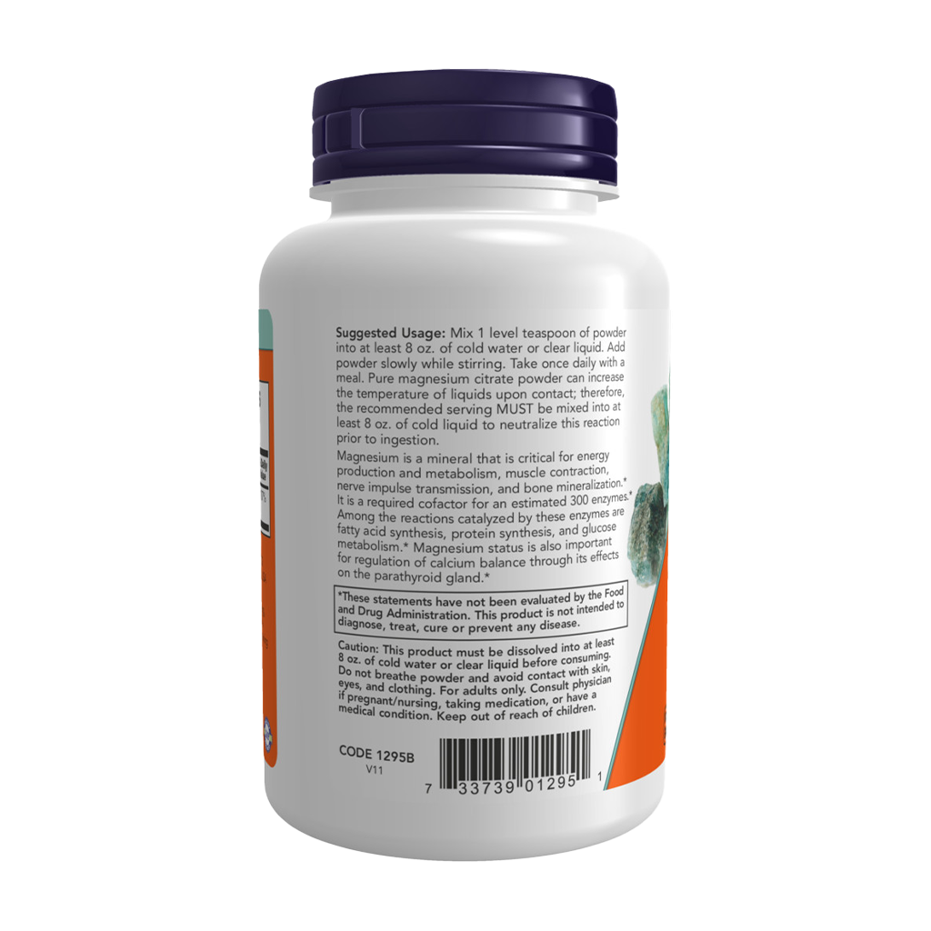 NOW Foods Magnesium Citrate Pure Powder (227 gr) Back