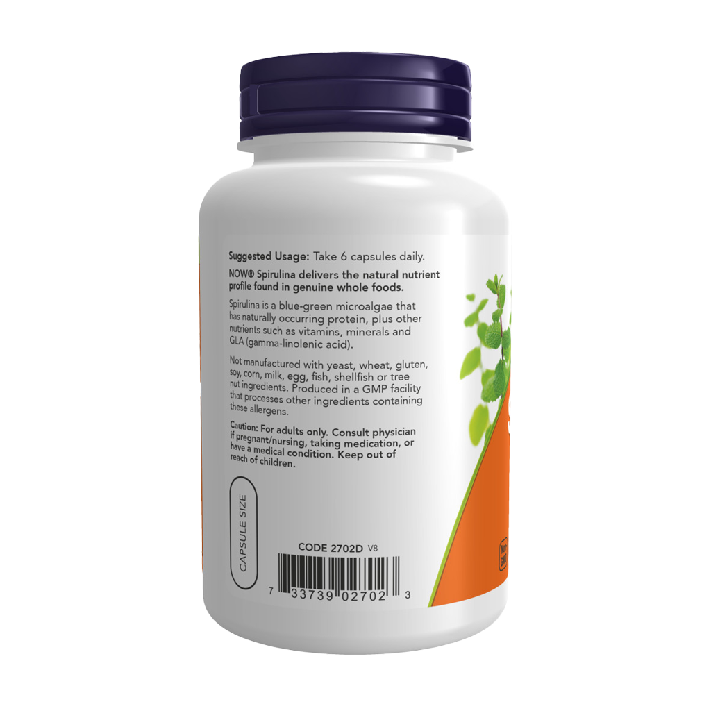NOW Foods Natural Spirulina 500 mg (120 capsules) Side