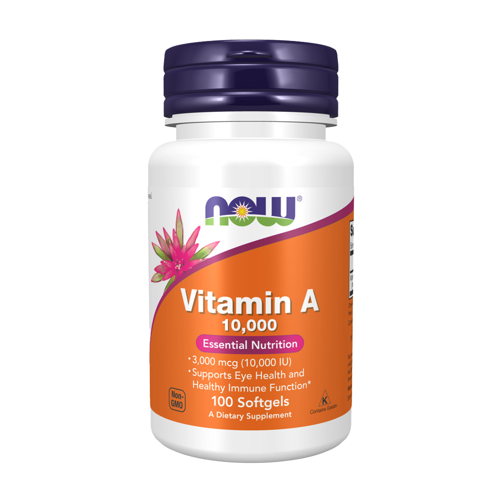 NOW Foods Vitamin A 10,000 IU (100 softgels) Front cover