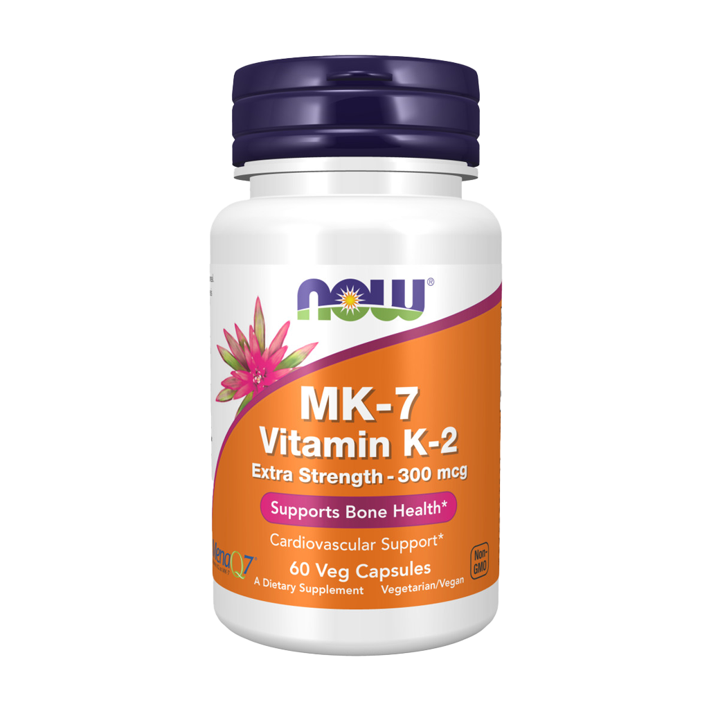 NOW Foods MK-7 Vitamin K-2 Extra Strength 300 mcg (60 capsules) Front cover